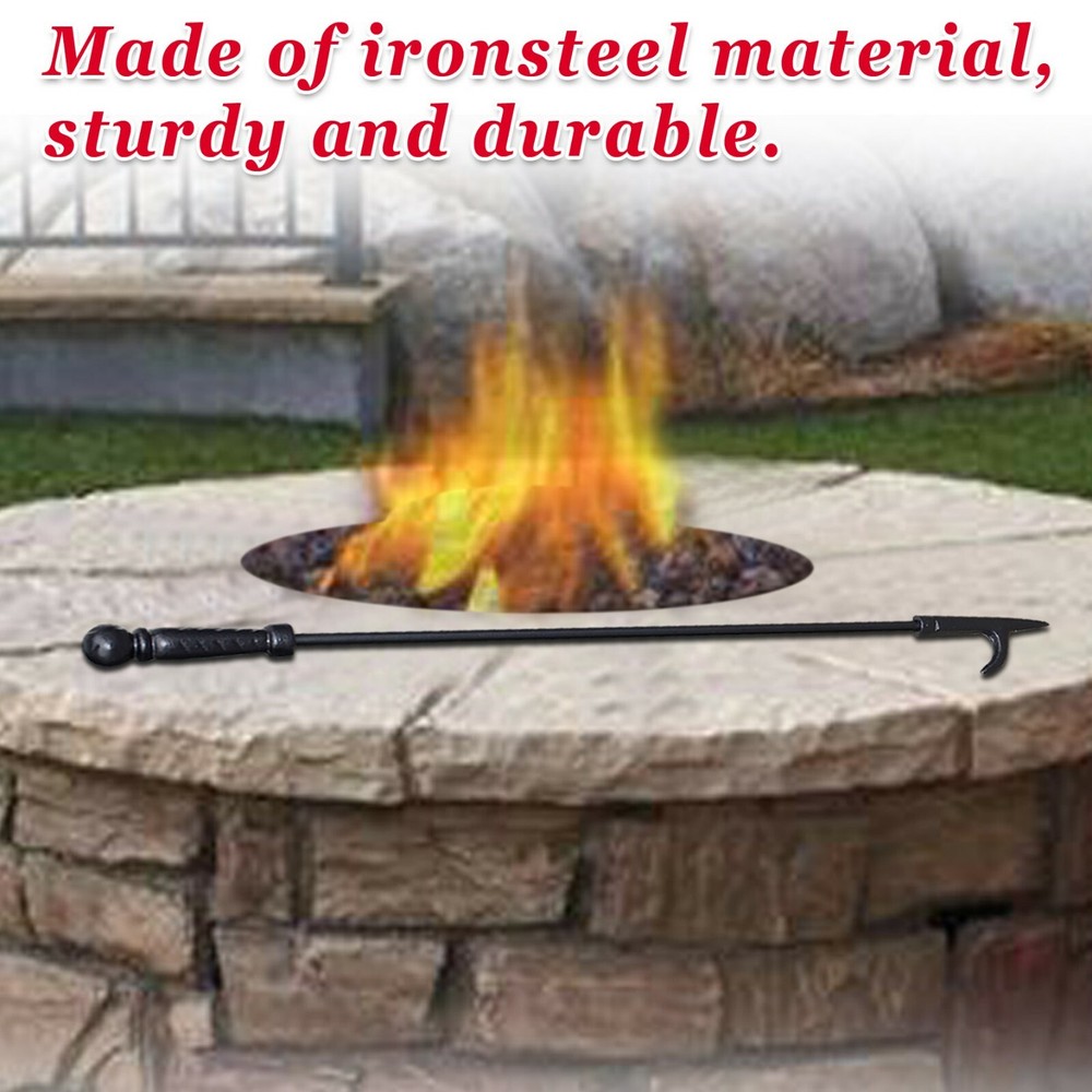 Campfire Fireplace Fire Poker Tool Extra Long 27", Black