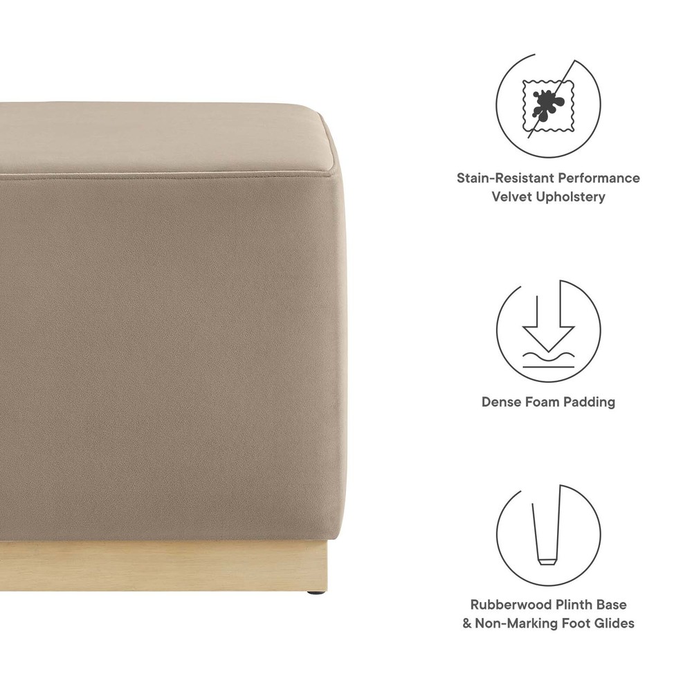 Modway 17" Square Performance Velvet Upholstered Ottoman