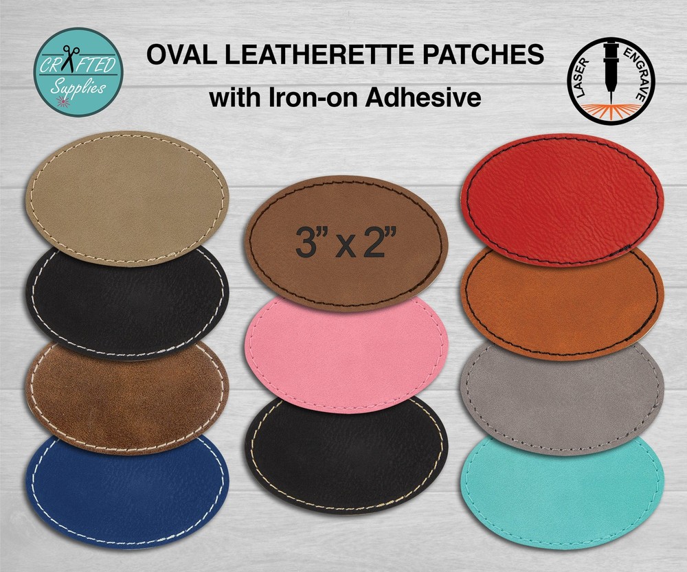Leatherette Patch, SM Oval 3 in x 2 in