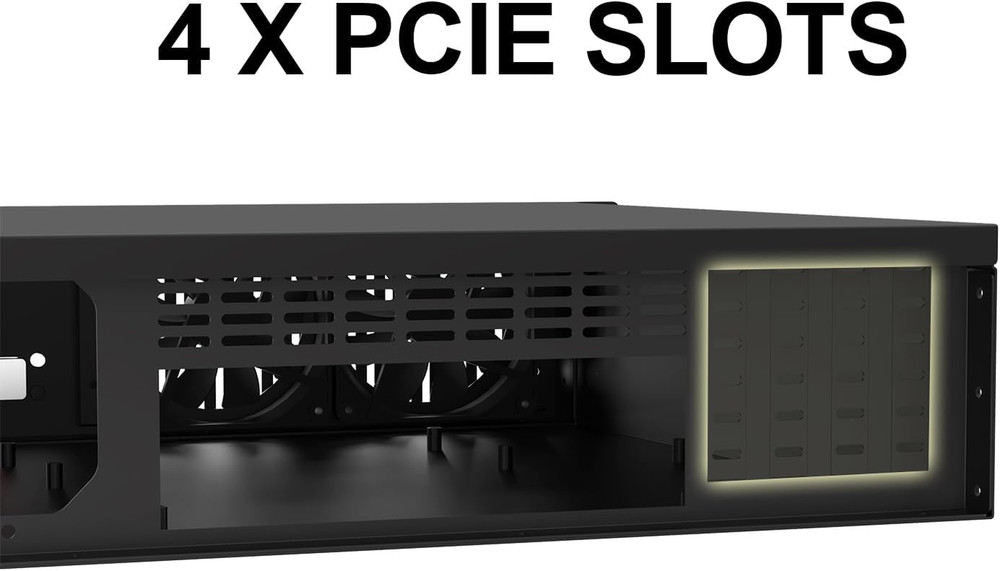 Compact 2U Micro ATX Rackmount Chassis for 3 HDDs & 1 SSD, USB Supported