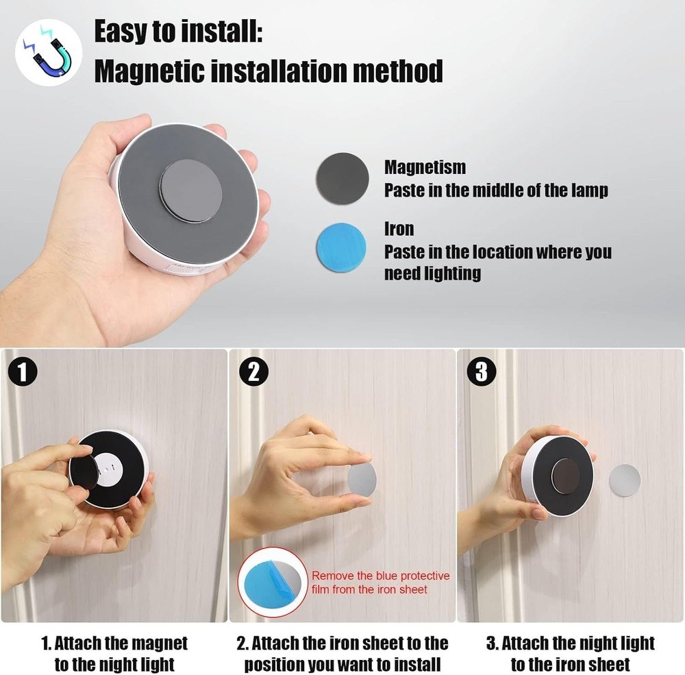 Upgraded Motion Sensor Light, 8 LEDs, 3 Pack Rechargeable, 3 Pack, Cold White
