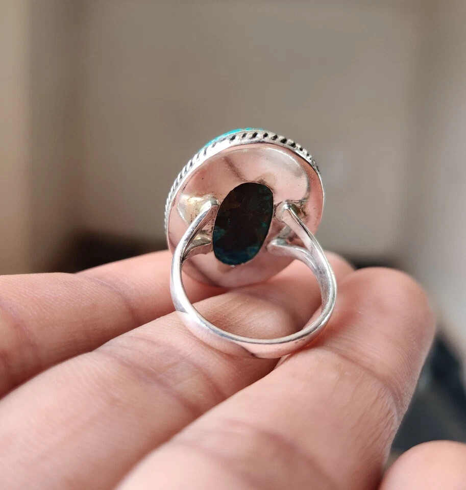 Shattuckite Gemstone Ring Solid 925 Sterling Silver Handmade Pretty Ring MK*