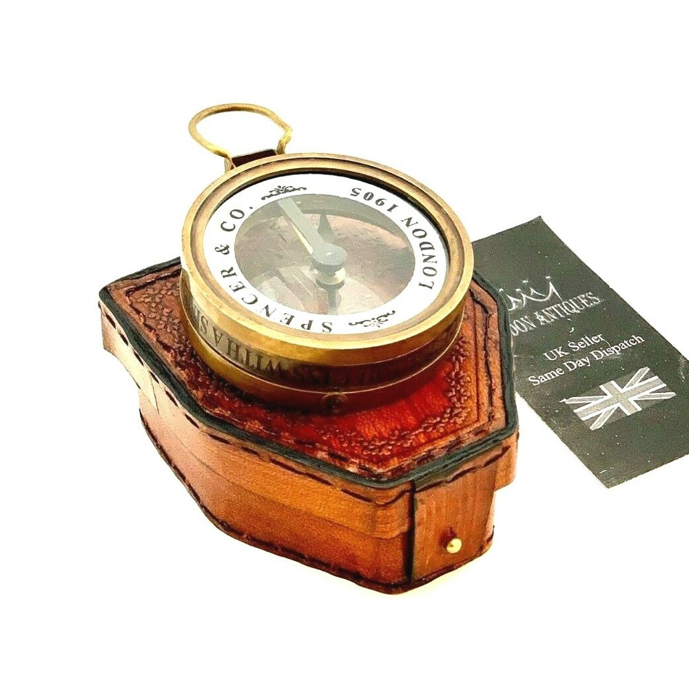 Antique Nautical Map Reading Compass 3" Navigation Pocket Compass with Case