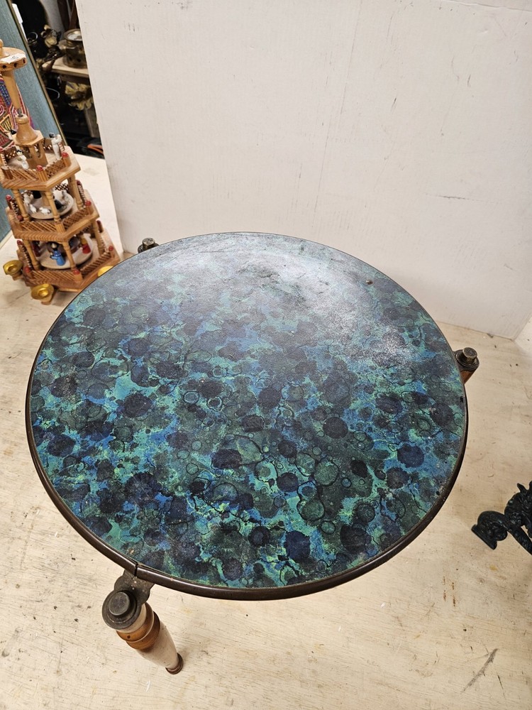 Mid Century Green & Blue Aqua Side Table MCM