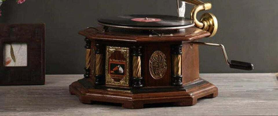 Functional Gramophone Working Gramophone Player Wooden Win Recorder Phonograph