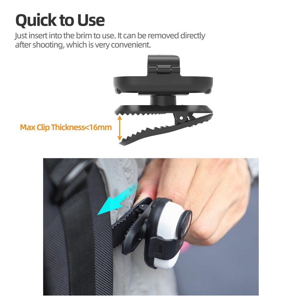 Camera Backpack Clip for Insta360 Go 3S 360 Rotation Quick Release Mount Hat