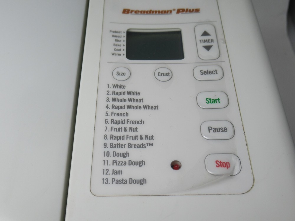 BREADMAN PLUS 1-2 LB. DIG. BREAD MAKER WHITE TR700C, BREAD MACHINE FRUIT & NUT +