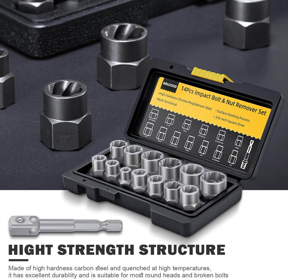 14 PCS Easy Out Bolt Extractor Kit Impact Socket Set For Stripped Rounded Screws