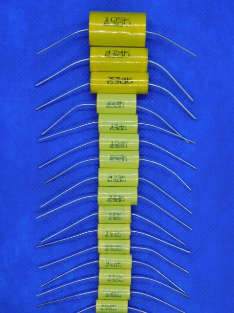 Elecsound - CBB20 - Axial Film Capacitors - 630v 0.001-1.0uF values - 10 Pieces
