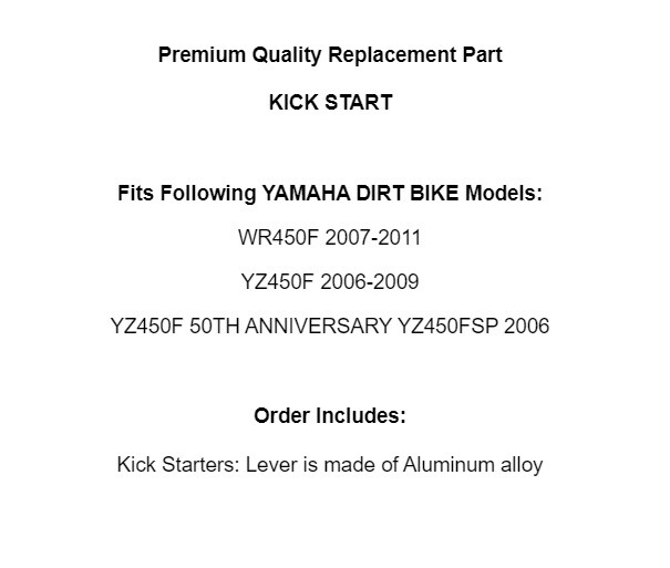 for Yamaha WR450F WR 450F 2007-2011 / YZ450F YZ 450F 2006-2009 KICK START