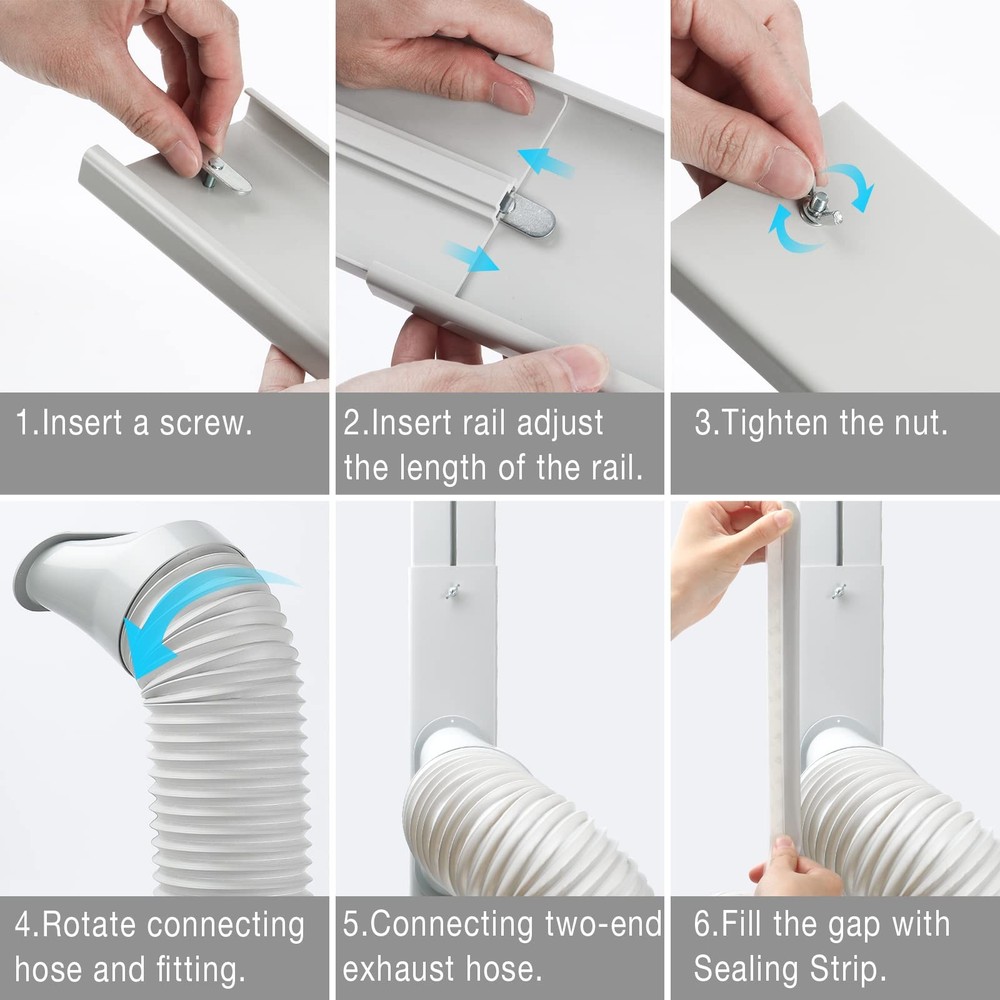 Air Conditioner Window Vent Kit Universal Adjustable Window Kit with 5.9â€ D...