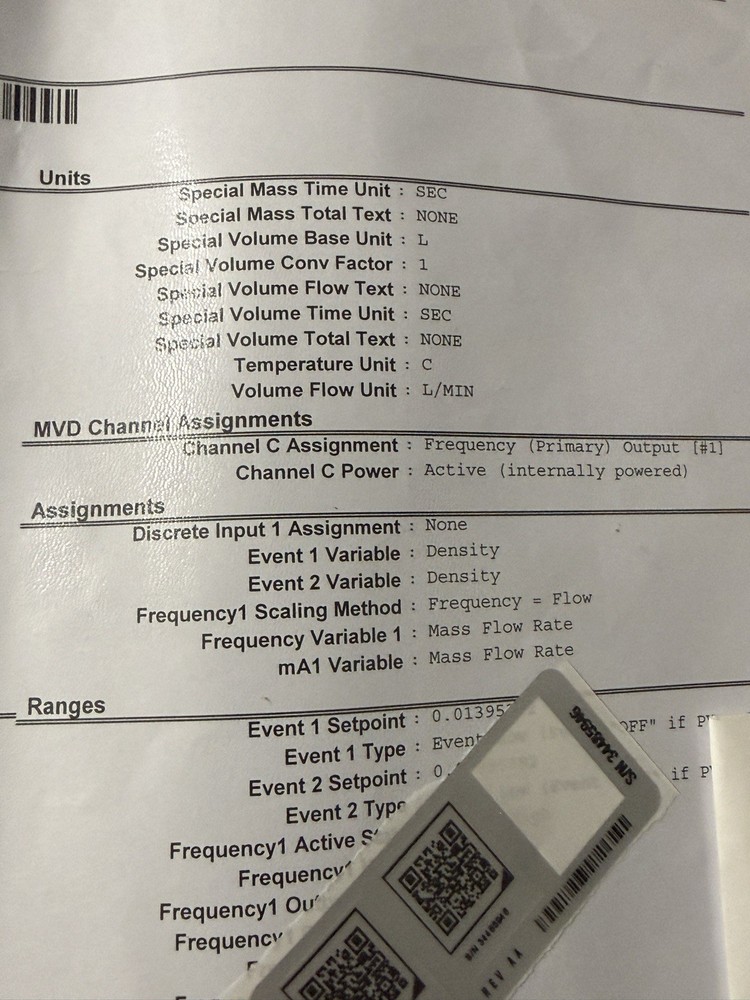 Micro Motion 1500D3AABAEZZZ Mass Flow Controller with Accessories
