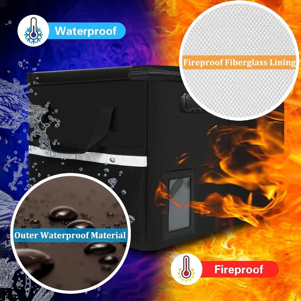 Secure Collapsible Fireproof Document Filing Box – Lightweight & Portable