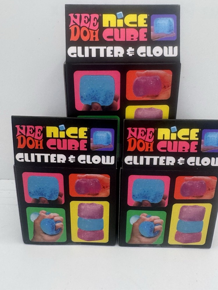 NEW* NeeDoh Nice Cube Glitter & Glow BLUE