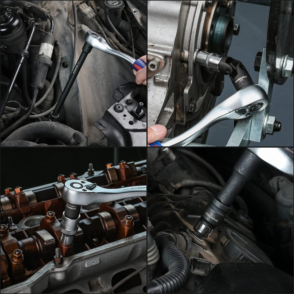 WORKPRO 18PCS 1/4", 3/8" & 1/2" DR Impact Socket Set Drive Tool Accessory Set US