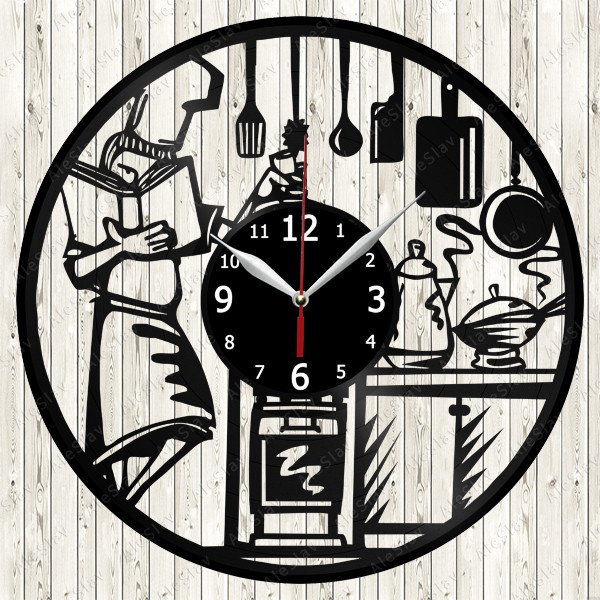 Cooking Kitchen Vinyl Record Wall Clock Decor Handmade 1613