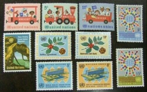 United Nations NY 1966 Complete Year Set #154-163 Mint Singles
