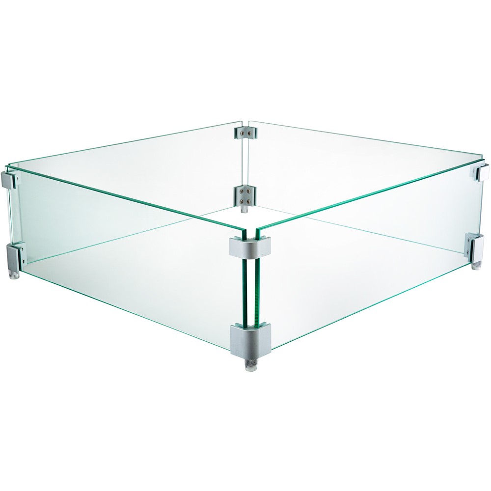 Outdoor Fire Pit Wind Guard Tempered Glass Flame Guard Rectangle/Square Clear