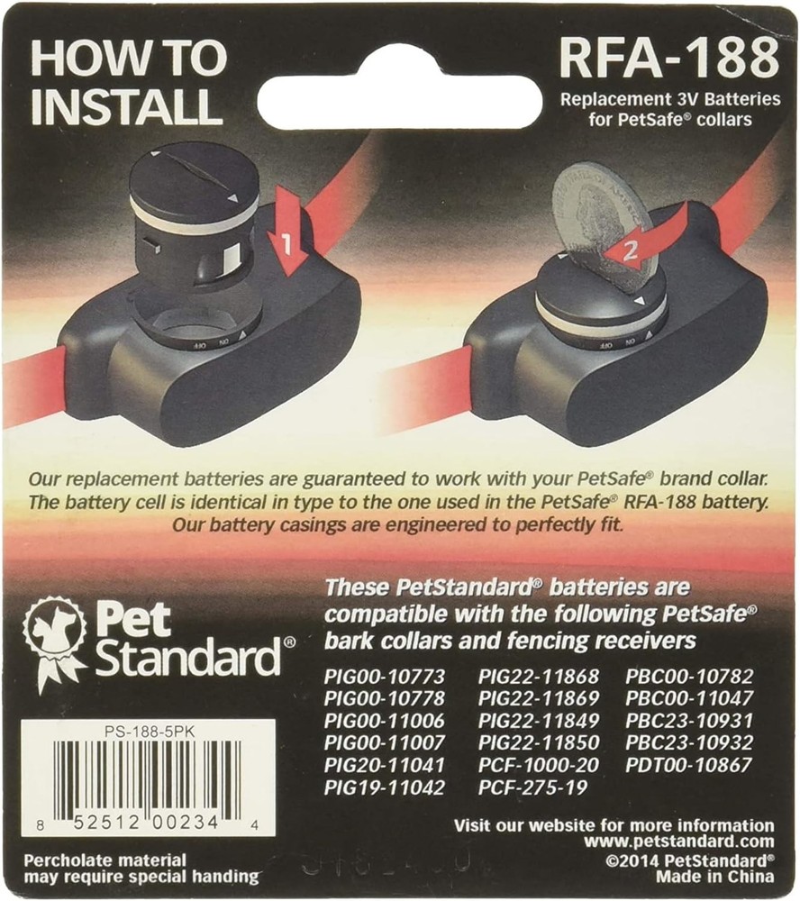 Petsafe Compatible RFA-188 Replacement 3-Volt Batteries, 5-Pack