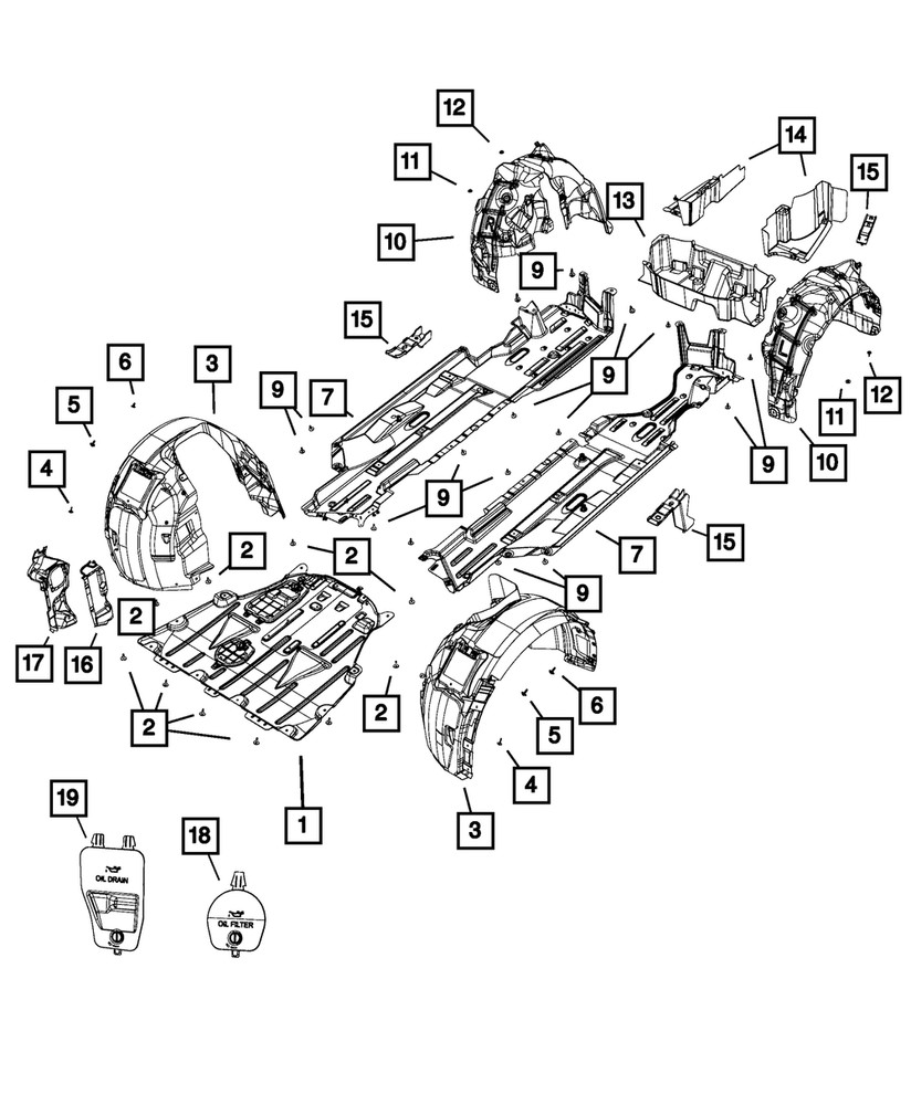 Genuine Mopar Wheelhouse Shield Left 68102925AD
