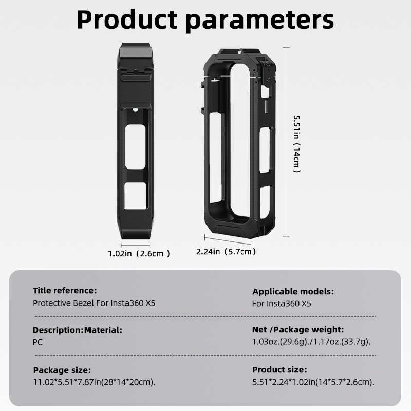 Camera Protective Bezel Plastic Rabbit Cage Protection Expansion For Insta360 X5