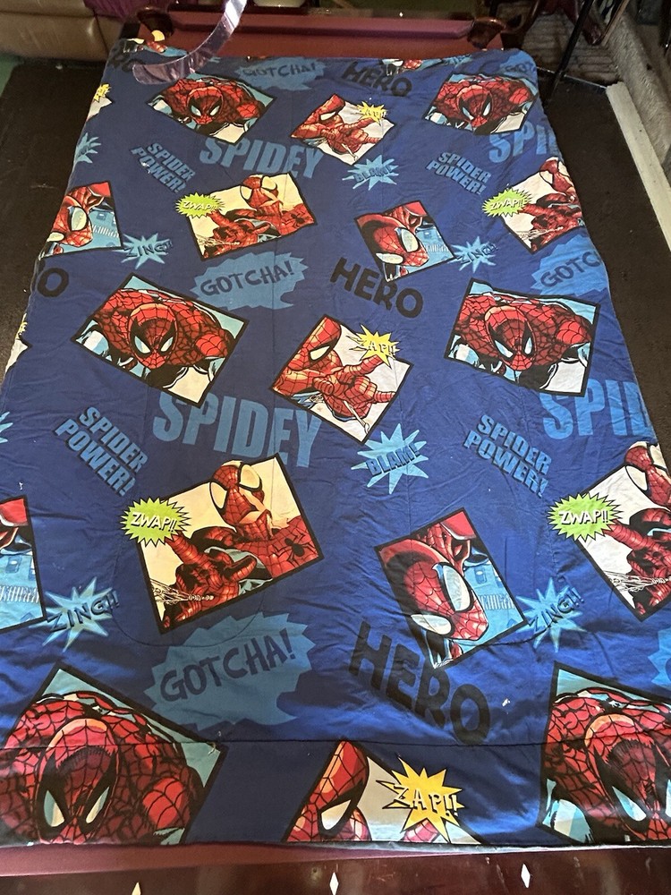 90's Marvel-Spiderman Comforter Bed Spread Animated Large 84"x84" READ