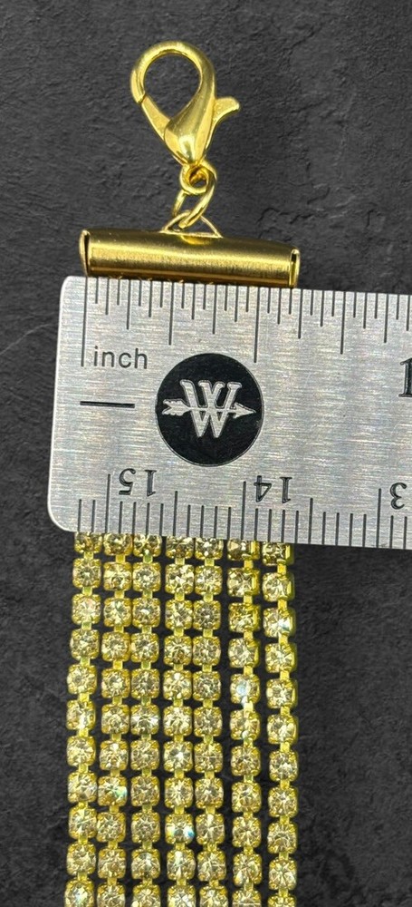 Handmade Gold Tone Rhinestone Statement Bracelet
