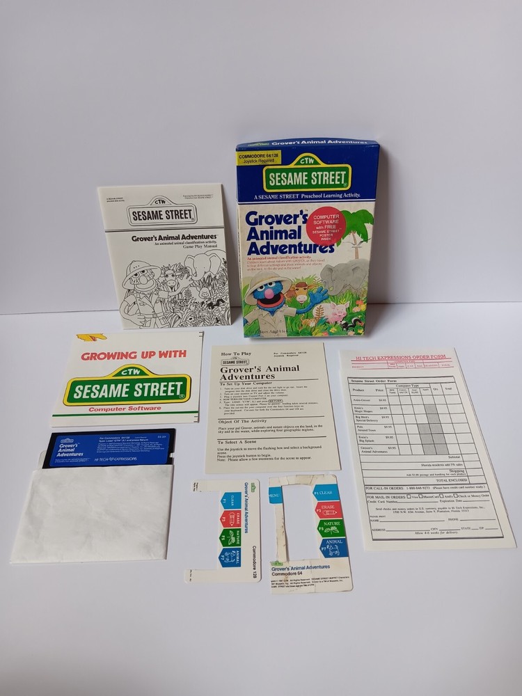 Commodore 64/128 Grovers Animal Adventure Computer Game Software Tested/Works