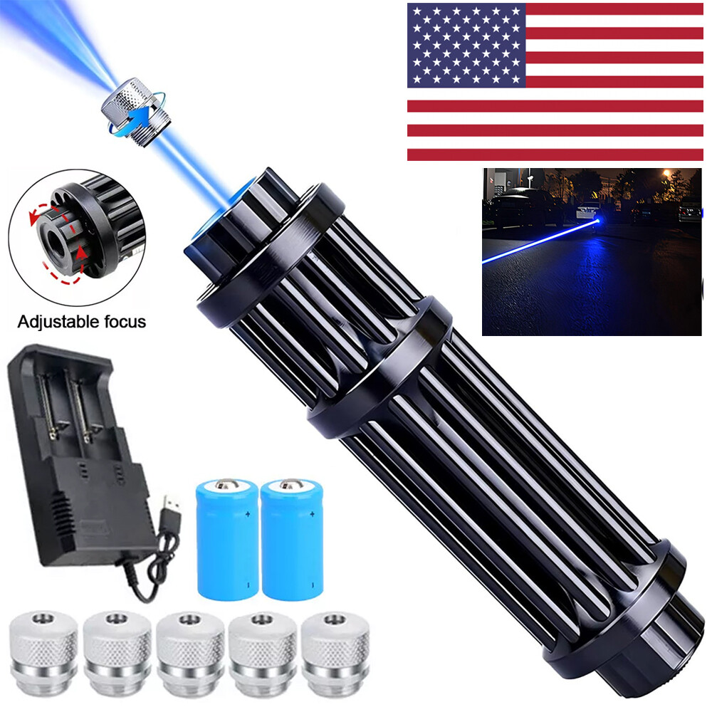 Adjustable High Power Blue Llight Burning Laser Pointer Visible Dot Torch Light