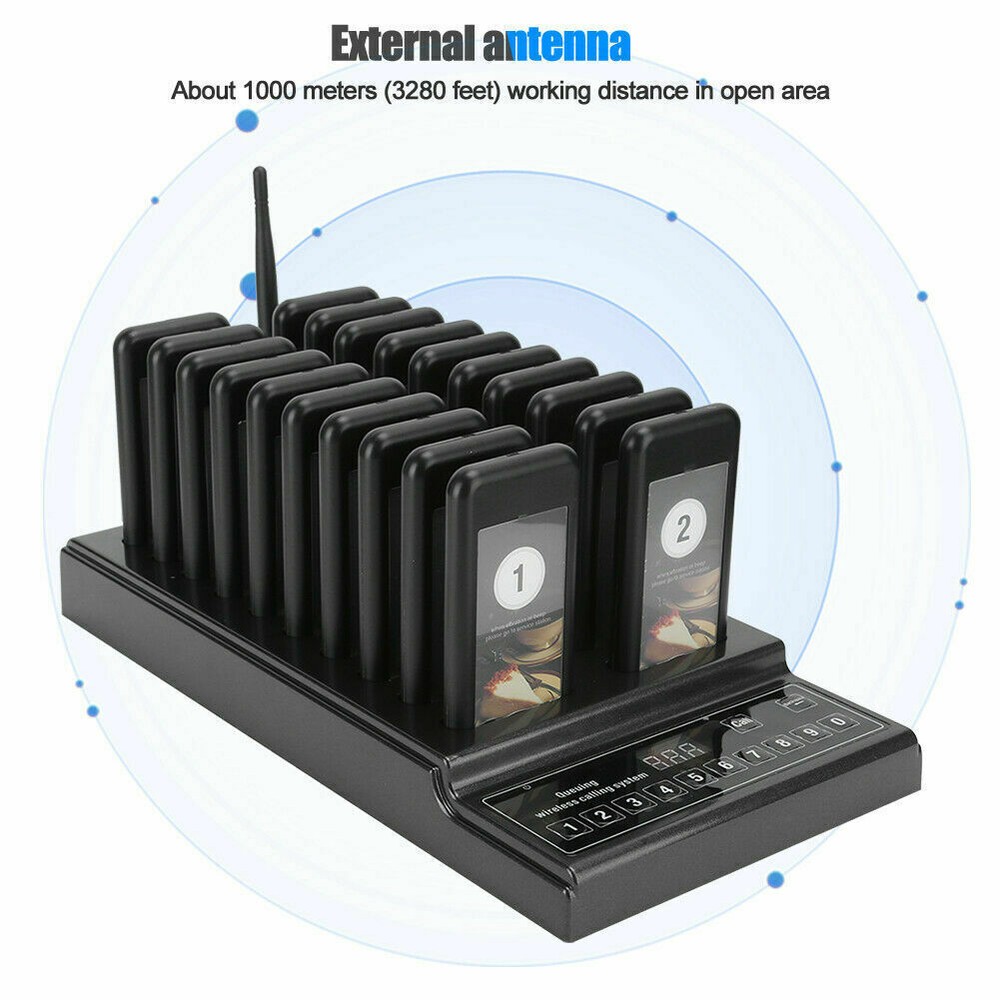 Restaurant Coaster Guest Call Wireless Paging Queuing Calling System 20 Pagers