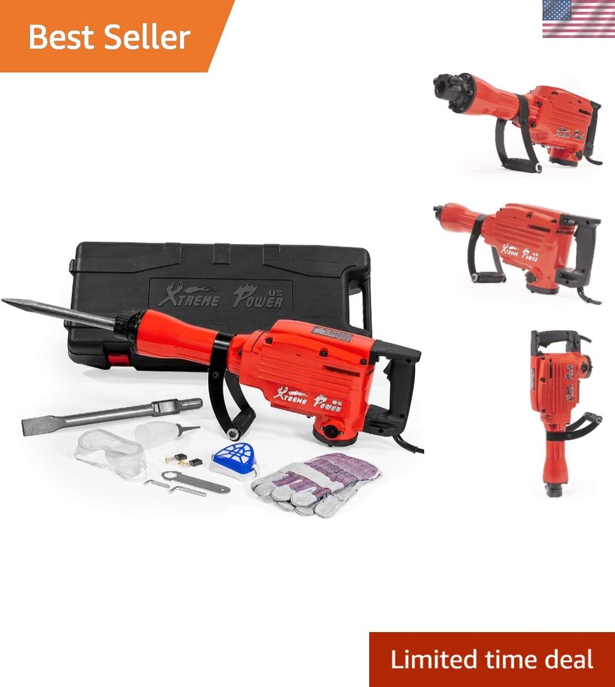 2200W Demolition Jack Hammer Flat Chisel Bull Point Chisel Bits Demo Chipping...