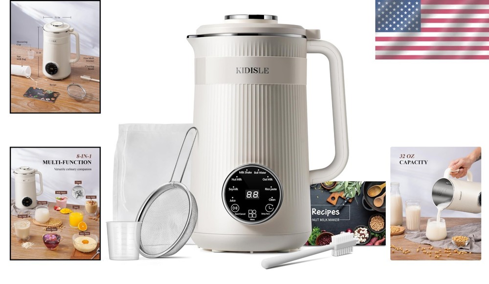 8-in-1 Automatic Nut Milk Maker - Blends Soy, Oat, Coconut Milk Effortlessly