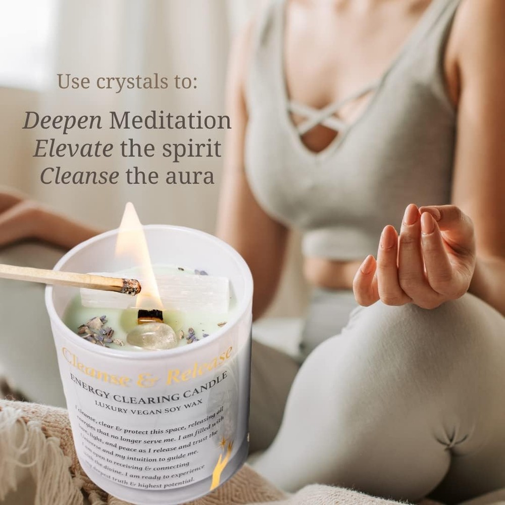Sage Candle with Crystals