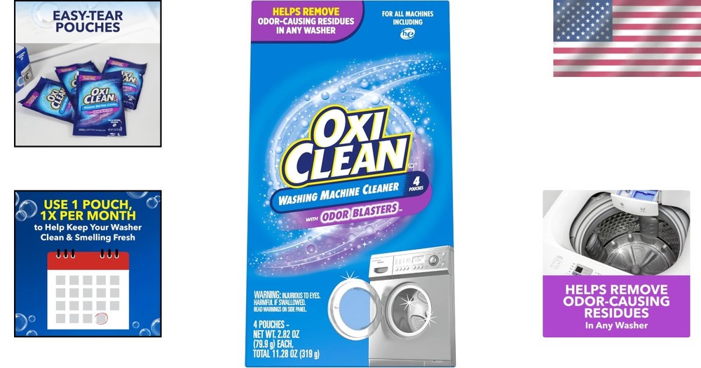 4 Count Odor Blaster Washing Machine Cleaner - Safe for All Washers & Septic