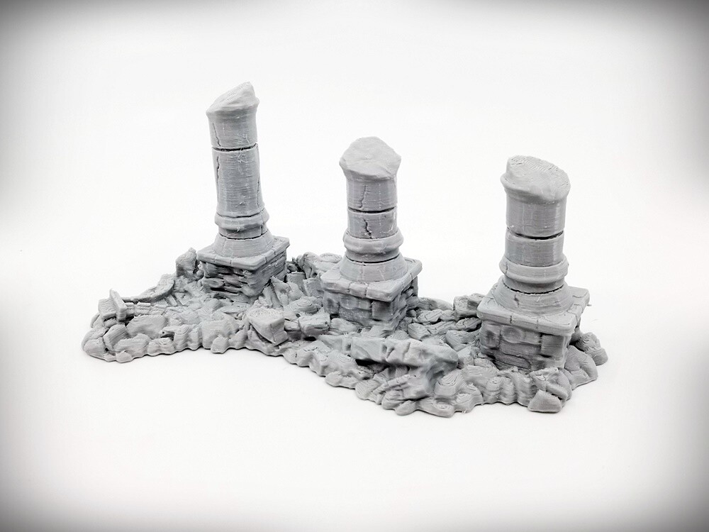 Ruined Columns Starter Bundle B (Small) 3 Pieces -Tabletop Wargaming RPG terrain