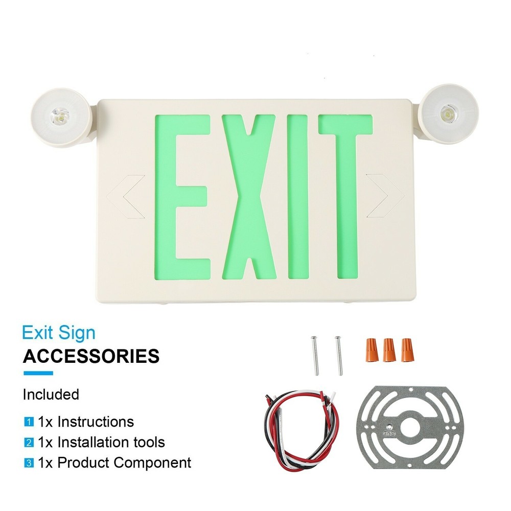 Spectsun 4 Pack Green LED Exit Signs & Emergency Lights Exit Sign Lighting