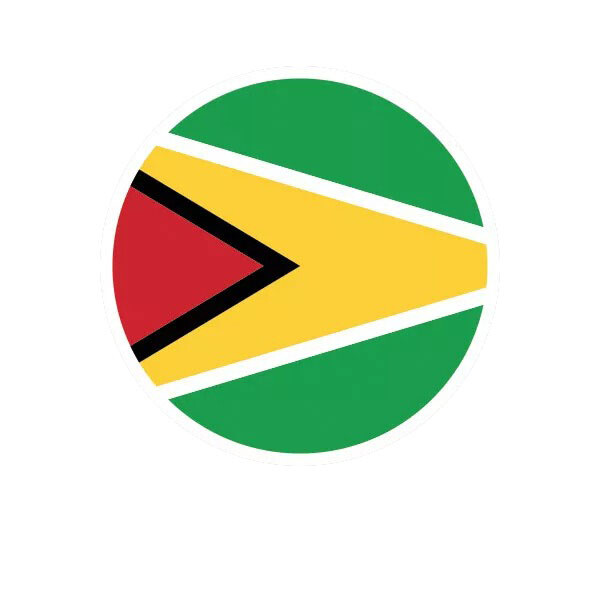 Round Guyanese Flag Sticker Decal