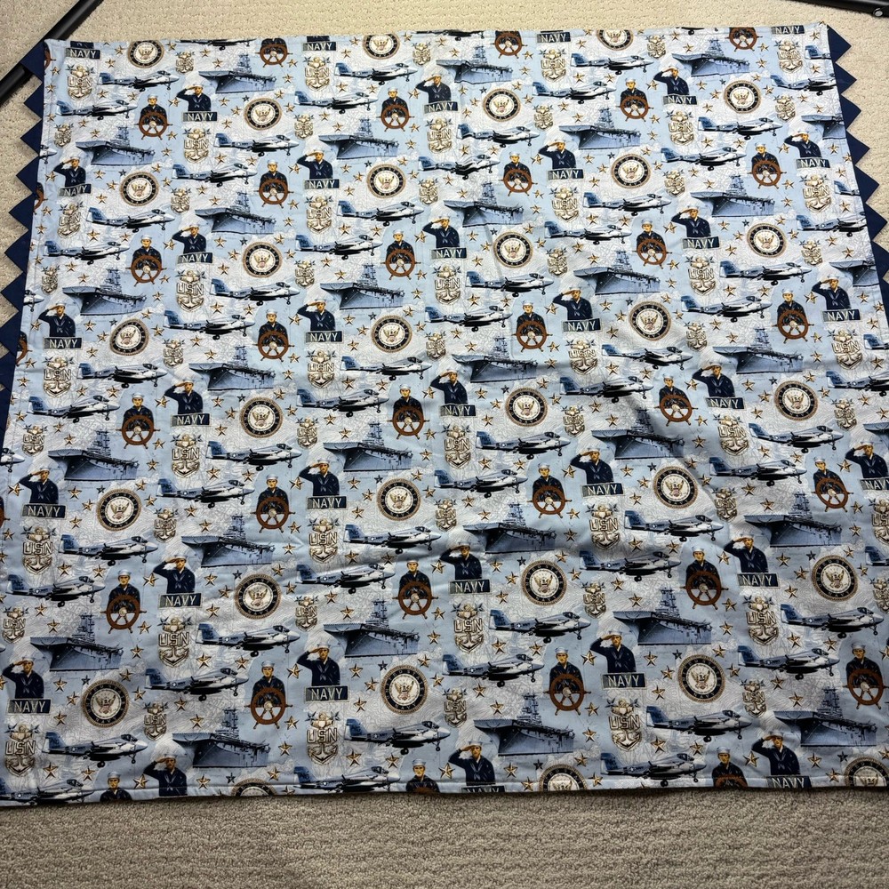 Handmade Single Stitch U.S. Navy Throw