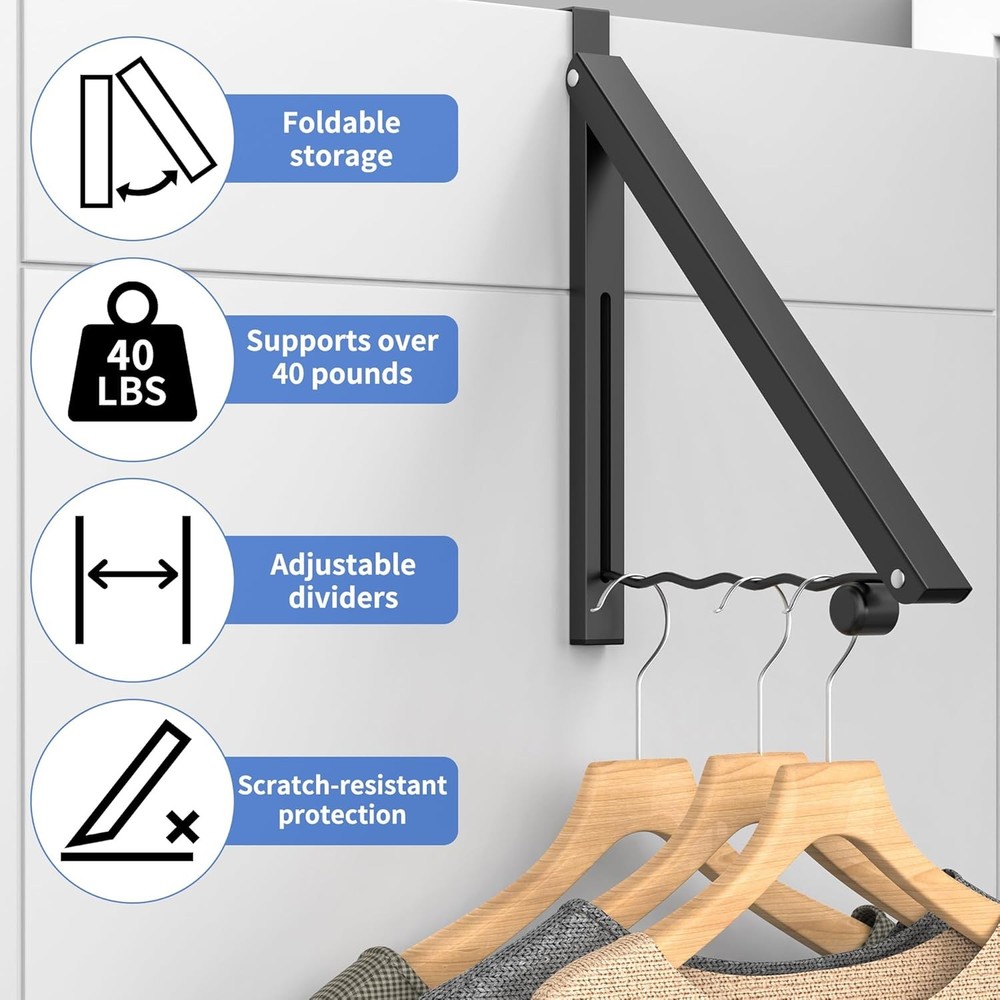Clothes Drying Rack for Laundry Room Organization,Foldable Over Black 1 Pack
