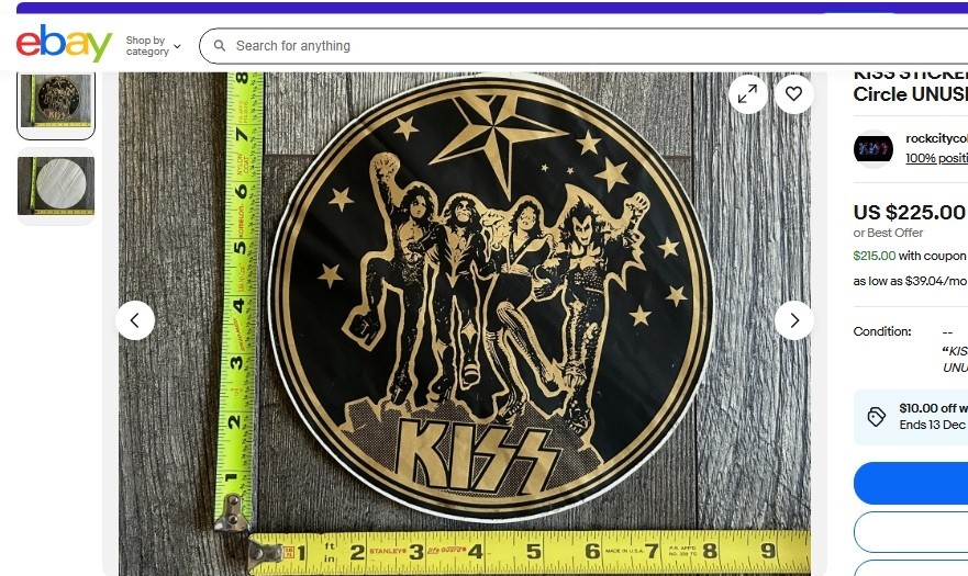 KISS VINTAGE DESTROYER 8 INCH STICKERS DECALS EUROPEAN 1977