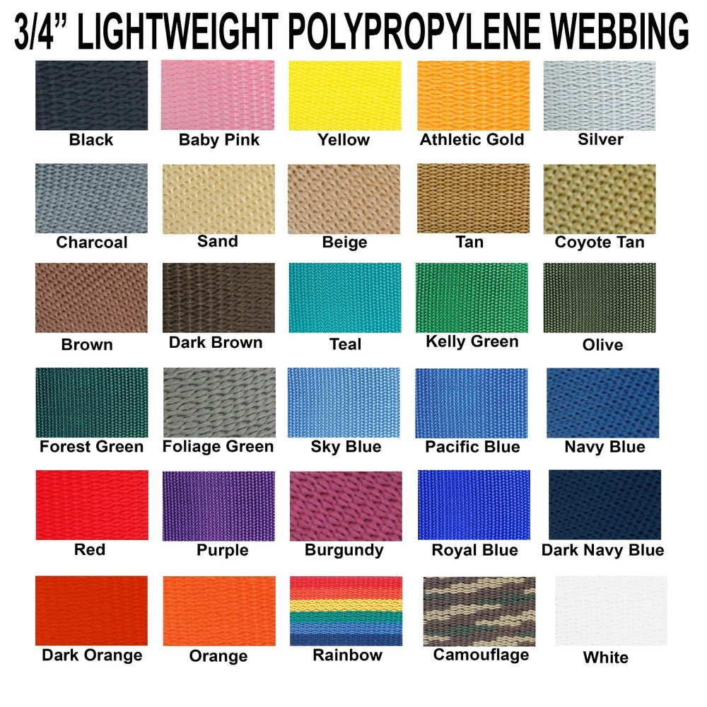 3/4 Inch Polypropylene Webbing Light Weight 3/4" Strap 5 Yards