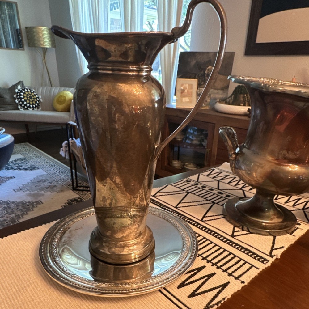 Reed & Barton Silverplate Pitcher 1201 with Matching Tray Set Elegant Serveware