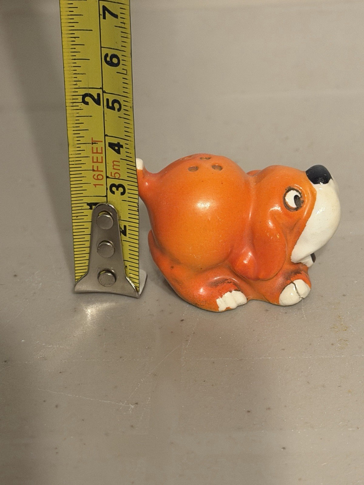 Antique Germany Bisque Green Cat And Orange Dog Salt & Pepper Shakers