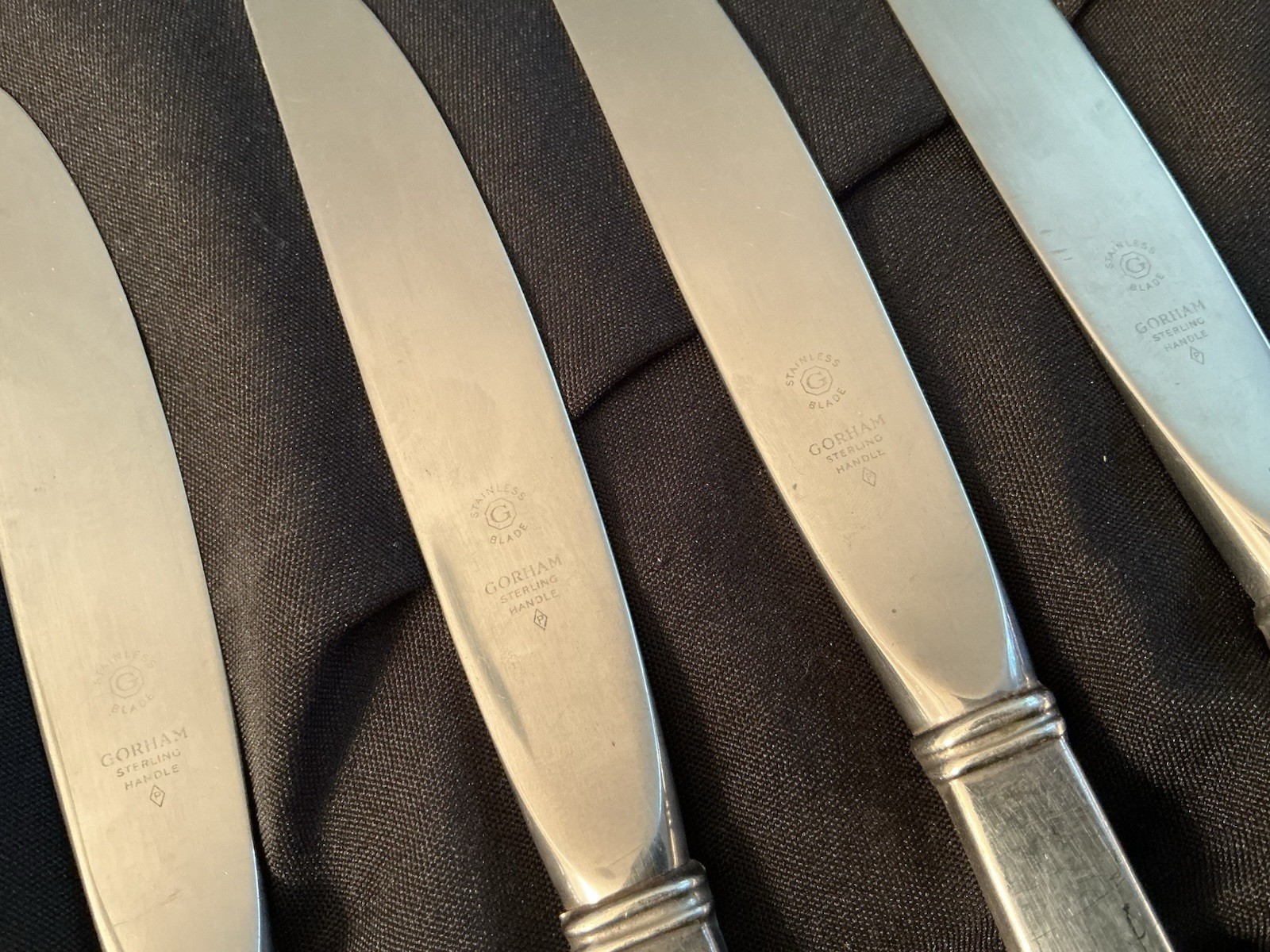 Old English Tipt by Gorham Sterling Silver Knife Lot Of 4 Pieces! 9 1/8”