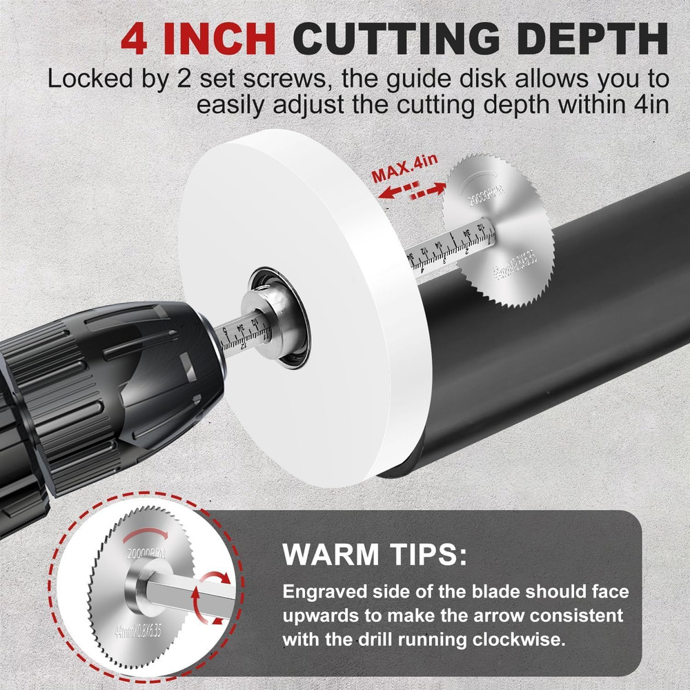 Inside Pipe Cutter for PVC Pipe Cutter Tool with 4" Scale Adjustable Depth Gauge