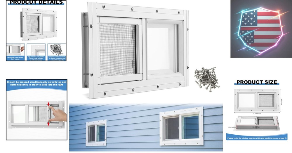 1 Pack Basement Home Window 16'' x 8'' Mini Basement Windows Replacement with...