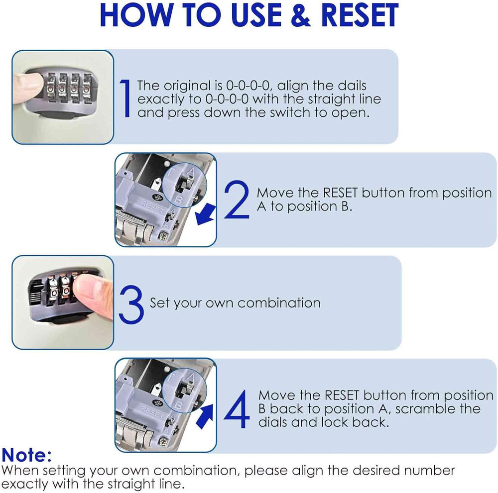 Key Lock Box, Waterproof Combination Lockbox Wall Mount 4 Digits, Resettable Key
