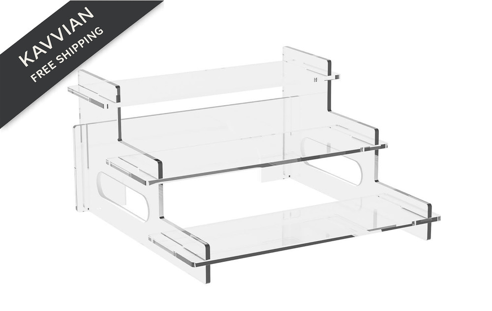 Clear Acrylic 3-Tier Display Riser Shelf Stand for Figures Perfume (Small)
