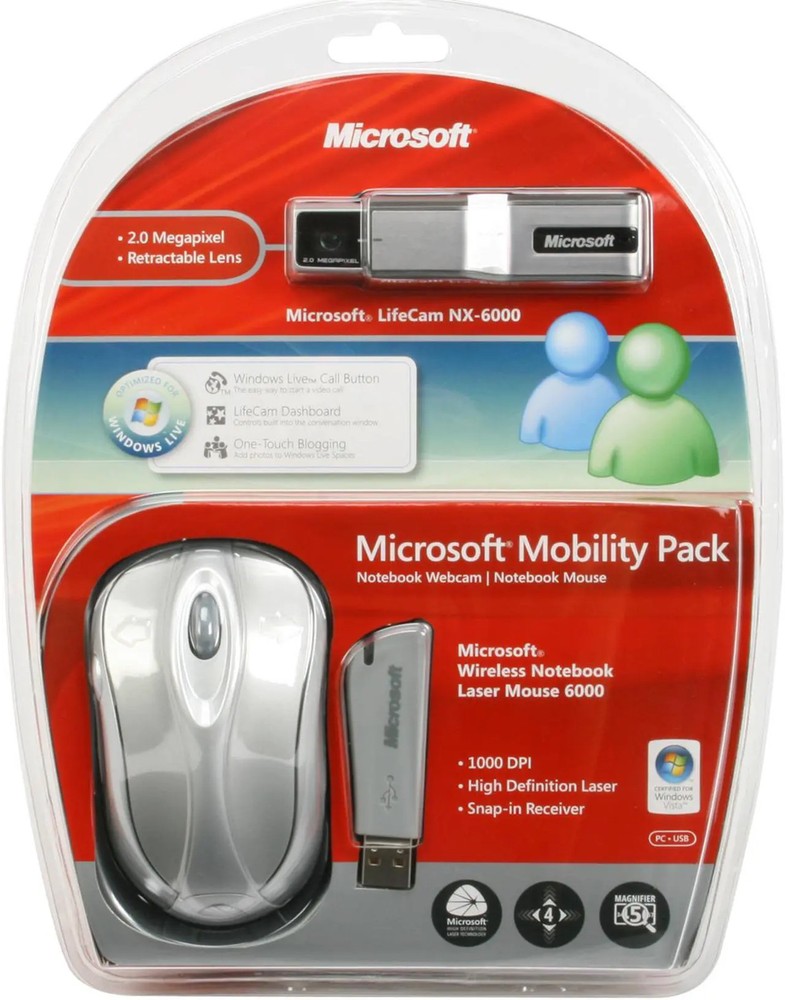 Microsoft Mobility Pack Wireless Notebook Mouse 6000 & LifeCam NX-6000 Webcam