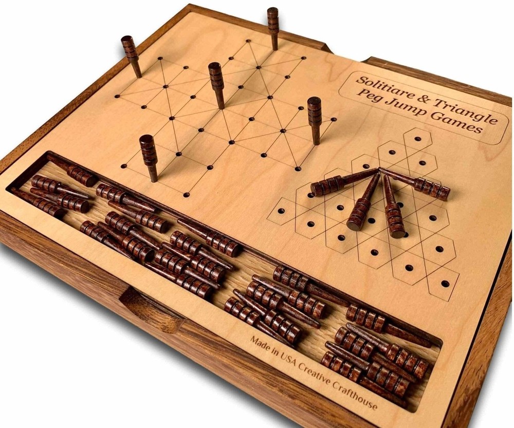 Solitaire & Triangle Peg Jump Board Games